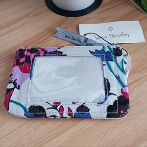 Vera Bradley Floral Fabric ID Badge Holder in Pink, Blue, Teal and Black